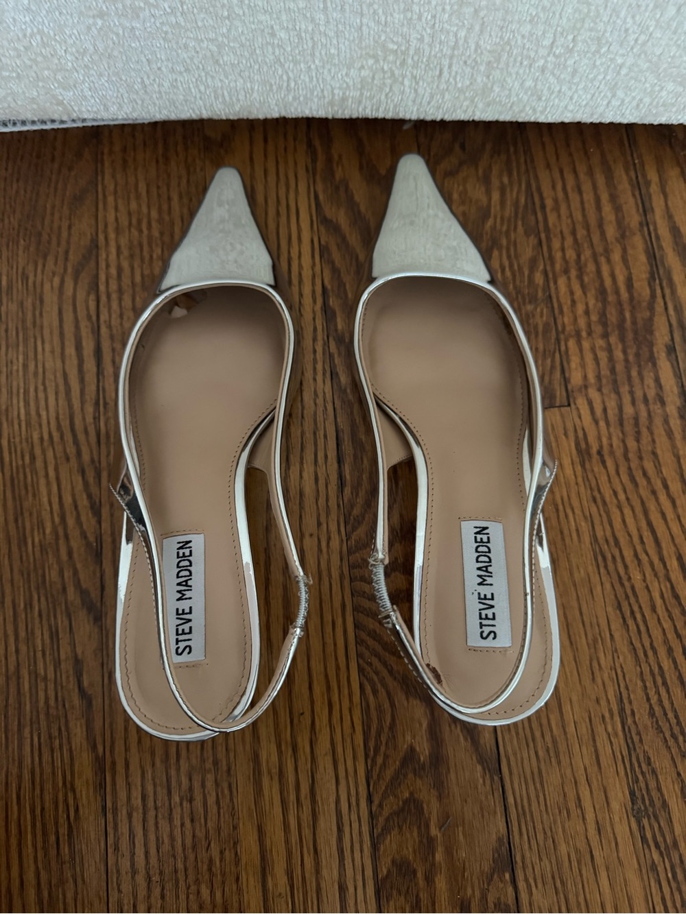 Steve Madden Silver Pointed Slingback Kitten Heels - Picture 6 of 10